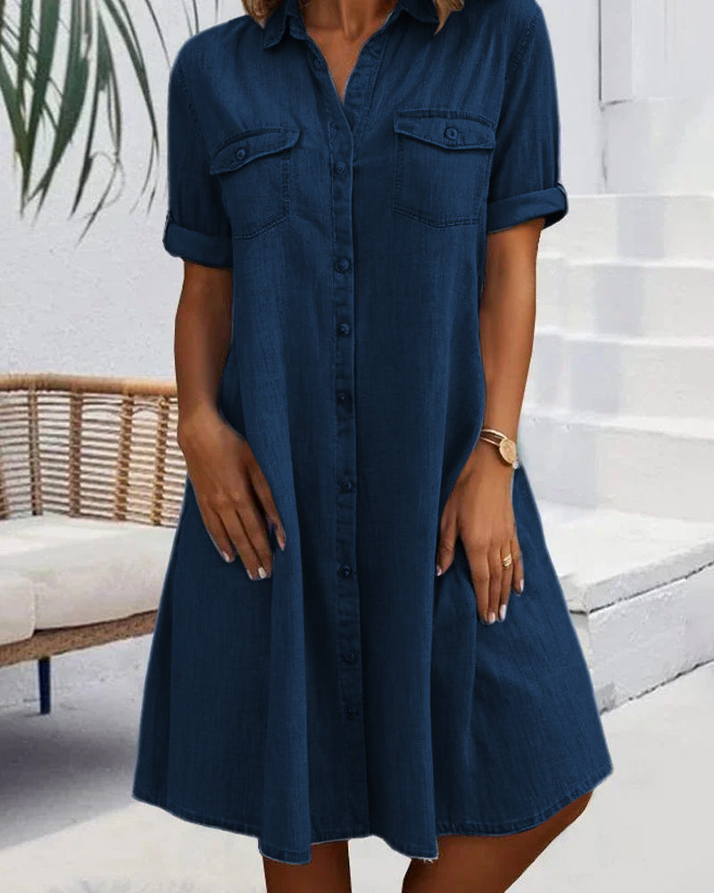 Evelina - Robe Midi à Col Revers et Bouton