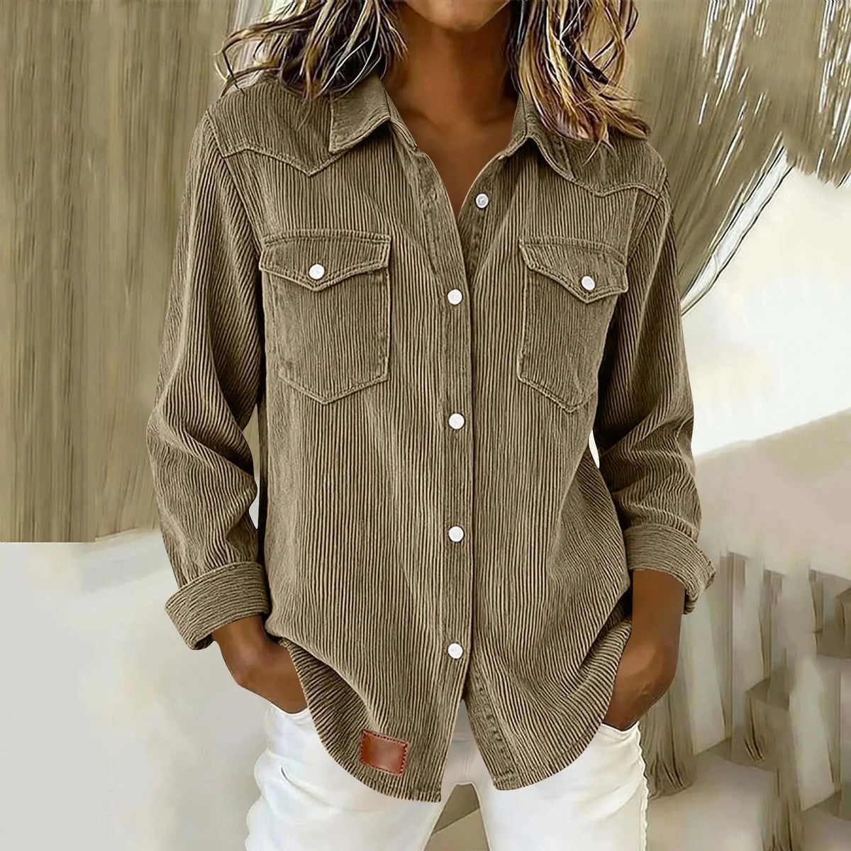 Sigrid - Chemise femme rayée boutonnée avec poches