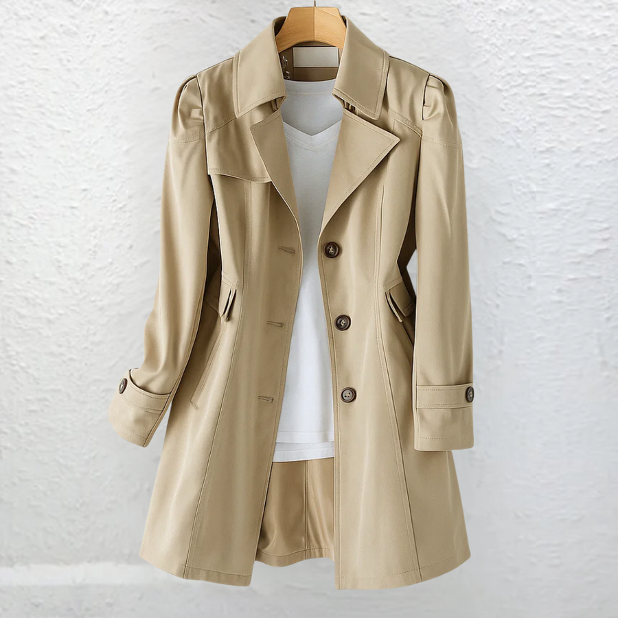 Glyorae - Manteau trench femme élégant coupe ajustée style classique intemporel