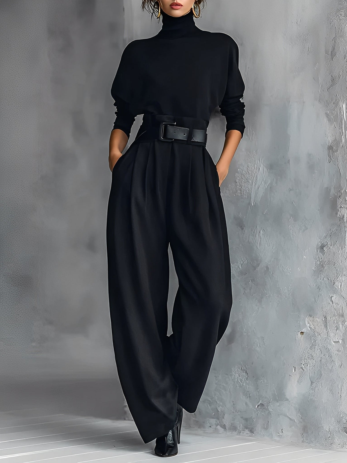 Neravirae - Ensemble Col Roulé & Pantalon Droit Élégant