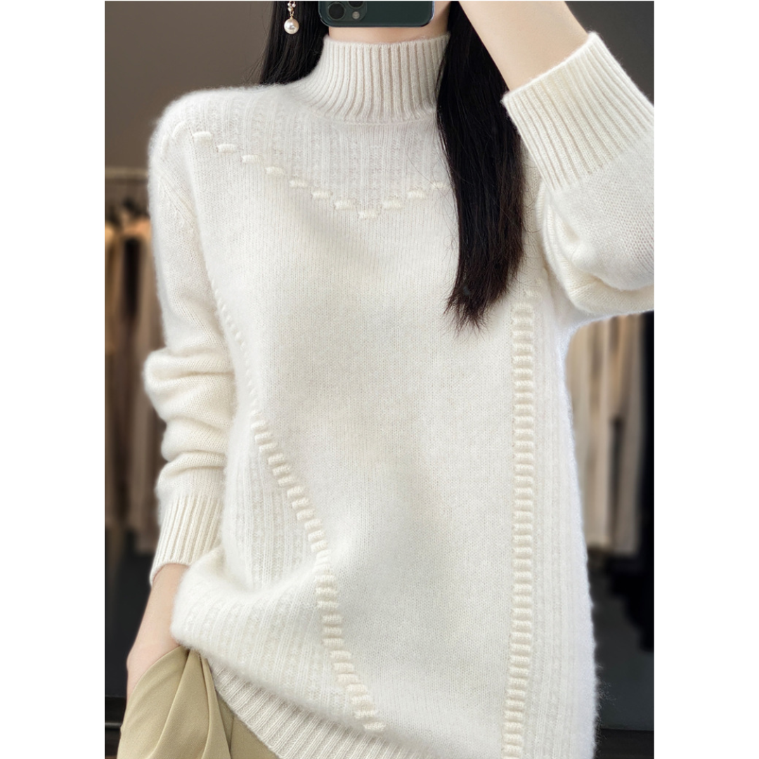 Marceline - Pull en Tricot à Col Mi-Haut