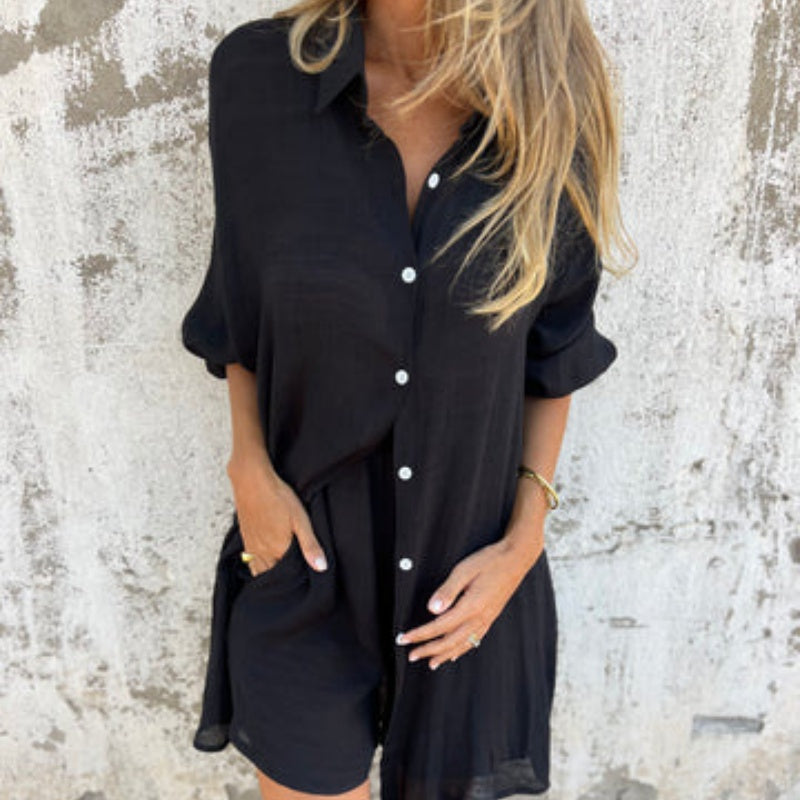 Alora - Ensemble chemise à manches longues et short pour femmes