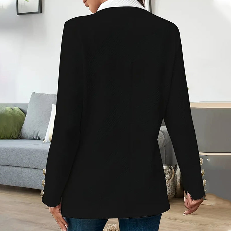 Thalorienne - Veste Femme Élégante À Blocs De Couleur Et Devant Ouvert
