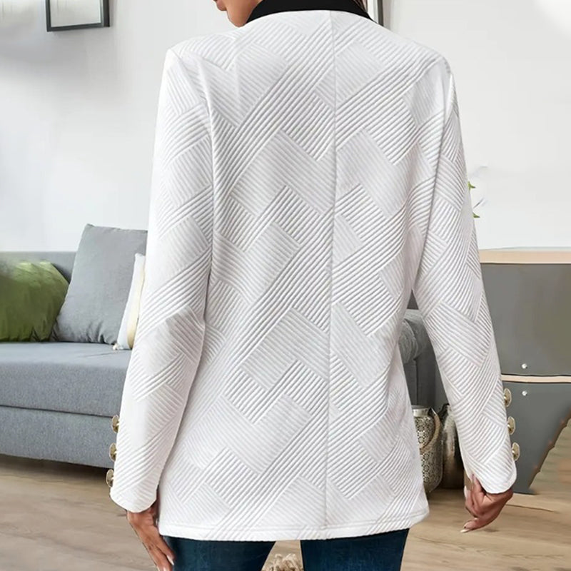 Thalorienne - Veste Femme Élégante À Blocs De Couleur Et Devant Ouvert