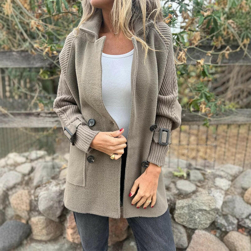 Lunelora - Manteau Mi-Long Élégant à Double Boutonnage